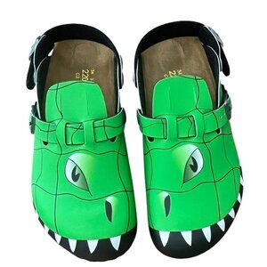 Birkenstock Green Monster Dinosaur Boston Mules Clogs Unisex Size EU 34/3-3.5 US